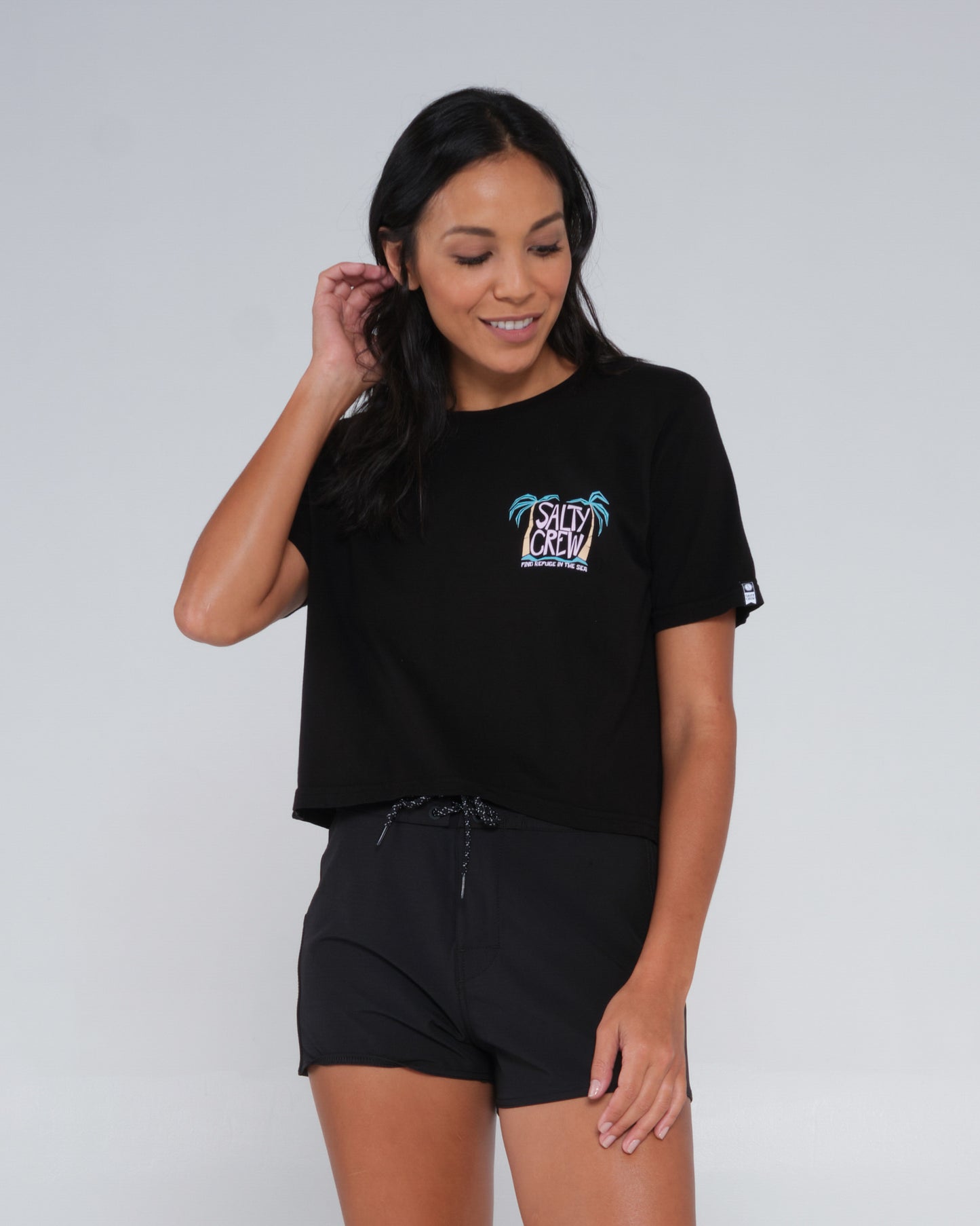 POSTCARD CROP TEE - Black