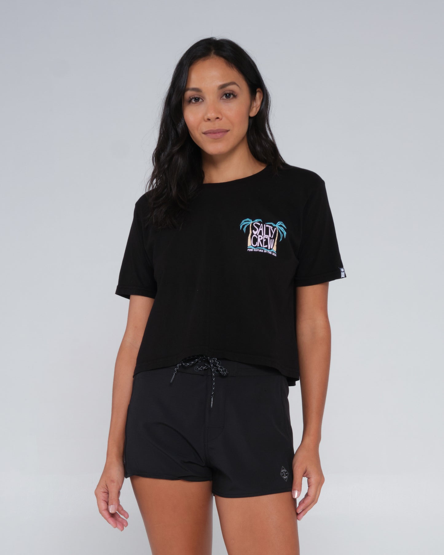 POSTCARD CROP TEE - Black