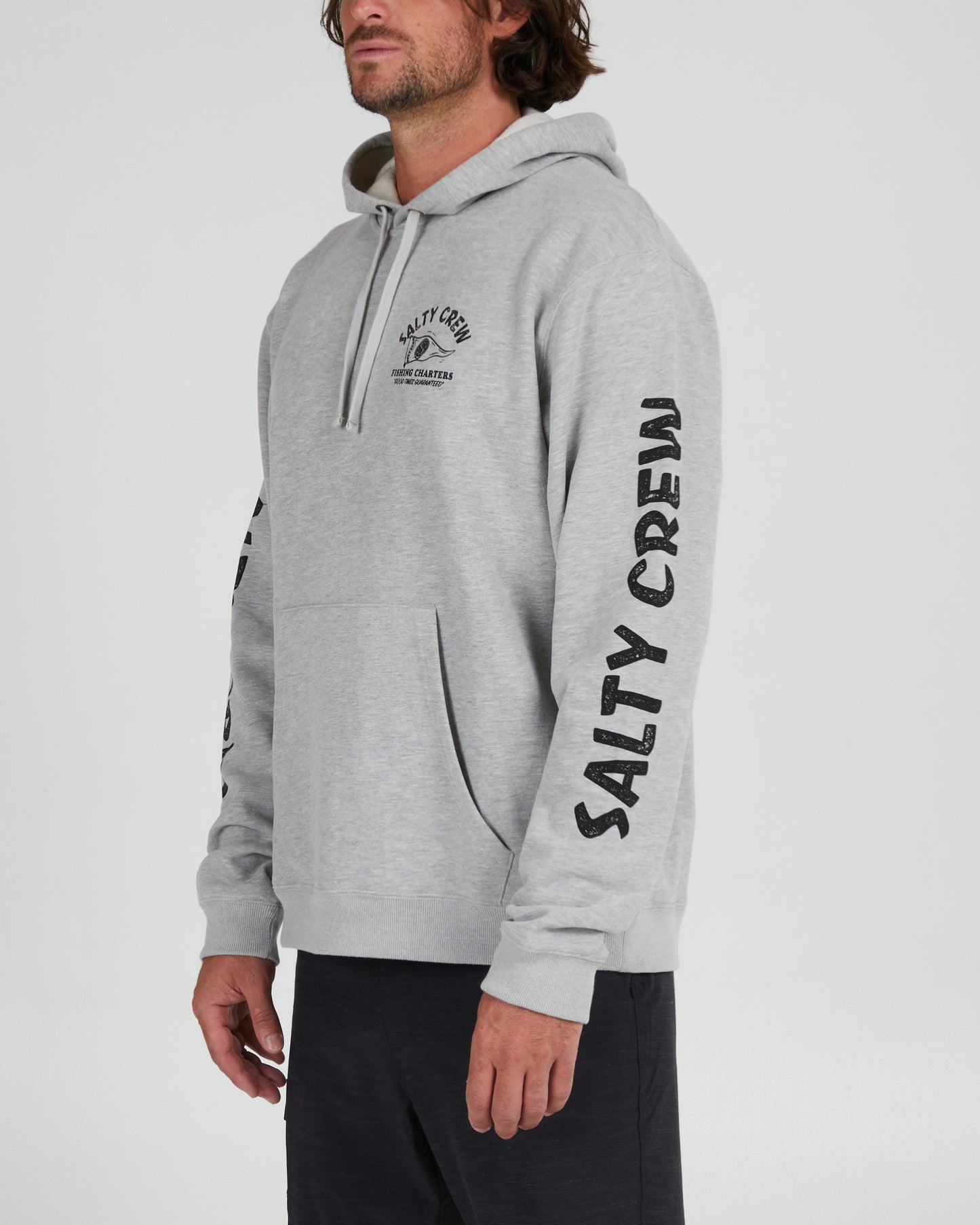 FISHING CHARTERS HOODED FLEECE - Heather Grey