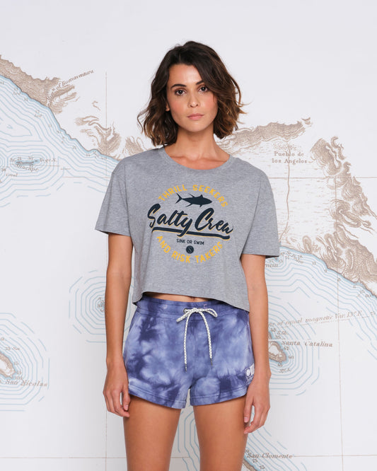 SCRIPTED CROP TOP - Athletic Heather