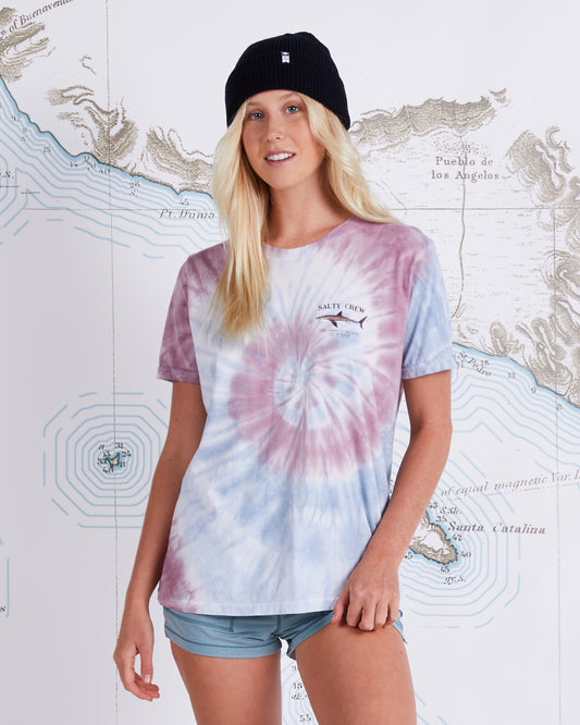 BRUCE TIE DYE BOYFRIEND TEE - Faded Plum