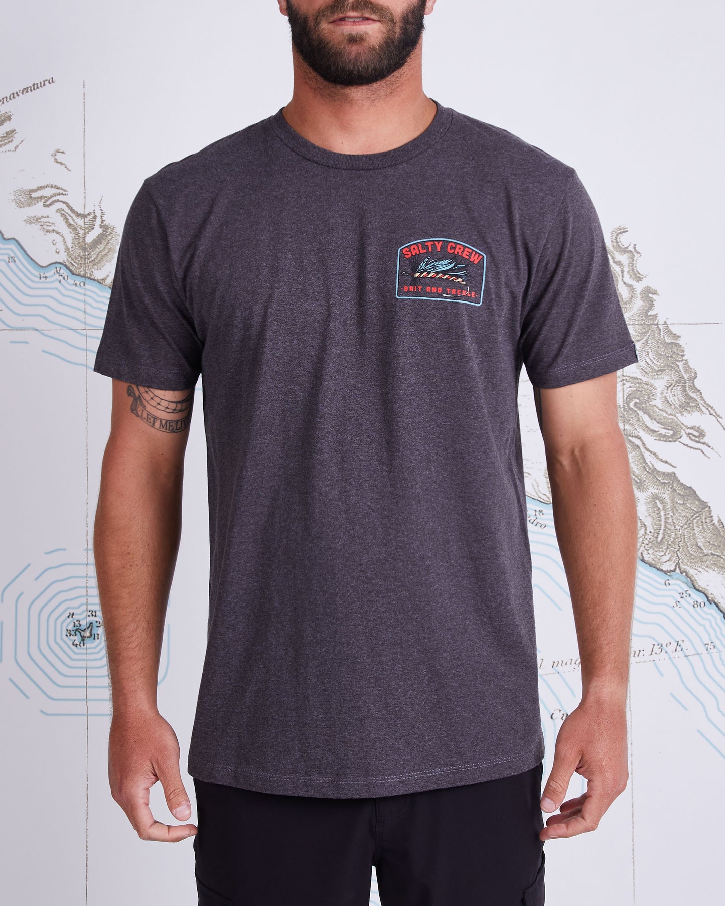 FLY DROP STANDARD S/S TEE - Charcoal Heather - Salty Crew Australia