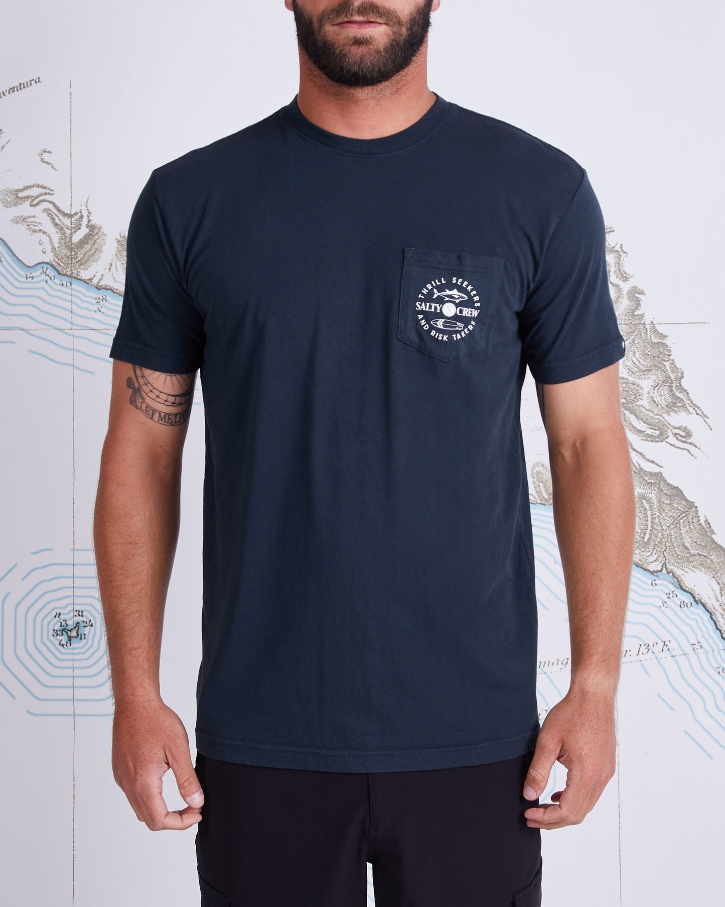 FLIP FLOP PREMIUM S/S POCKET T - Black - Salty Crew Australia