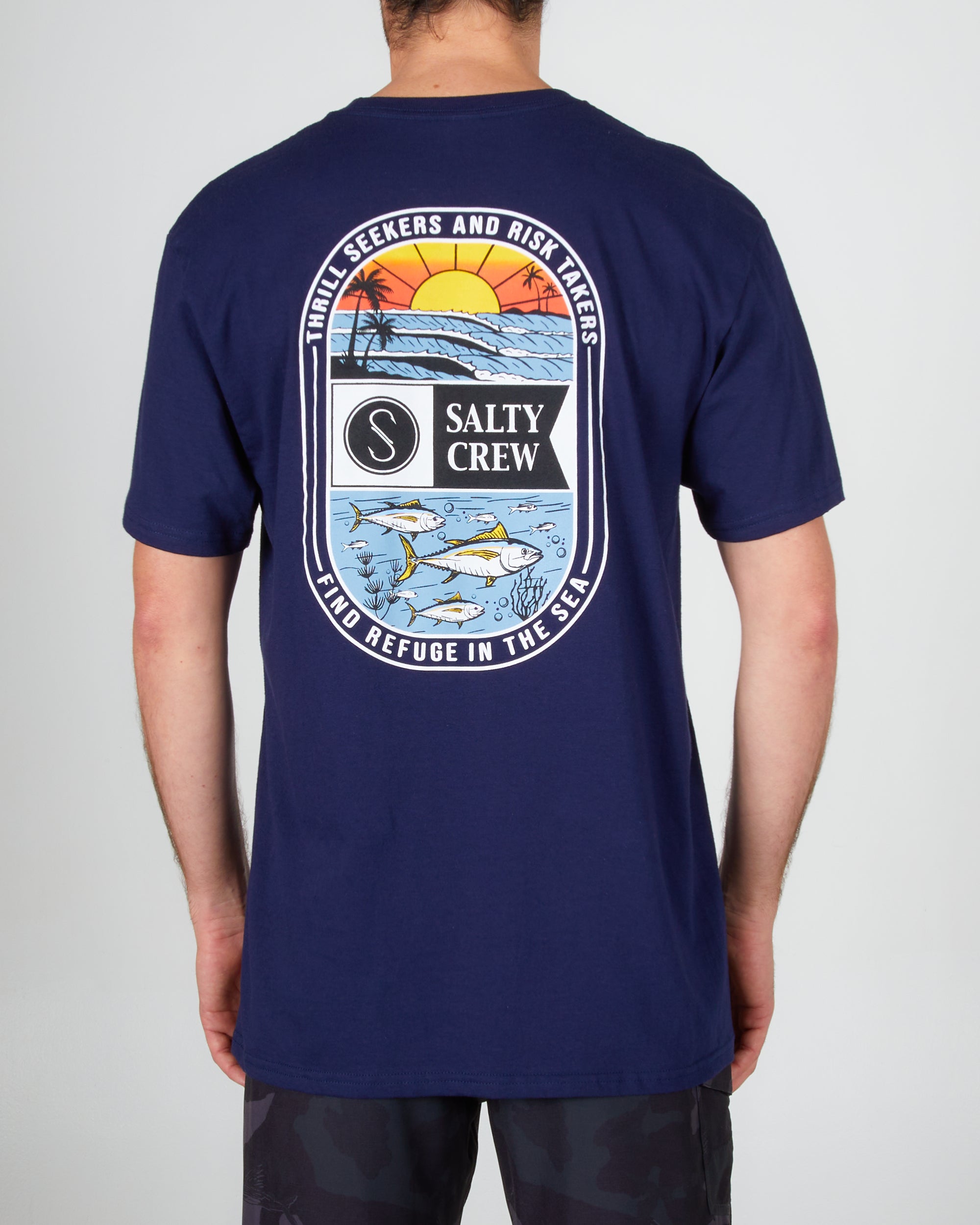 Navy Wave Logo Short-Sleeved Tee