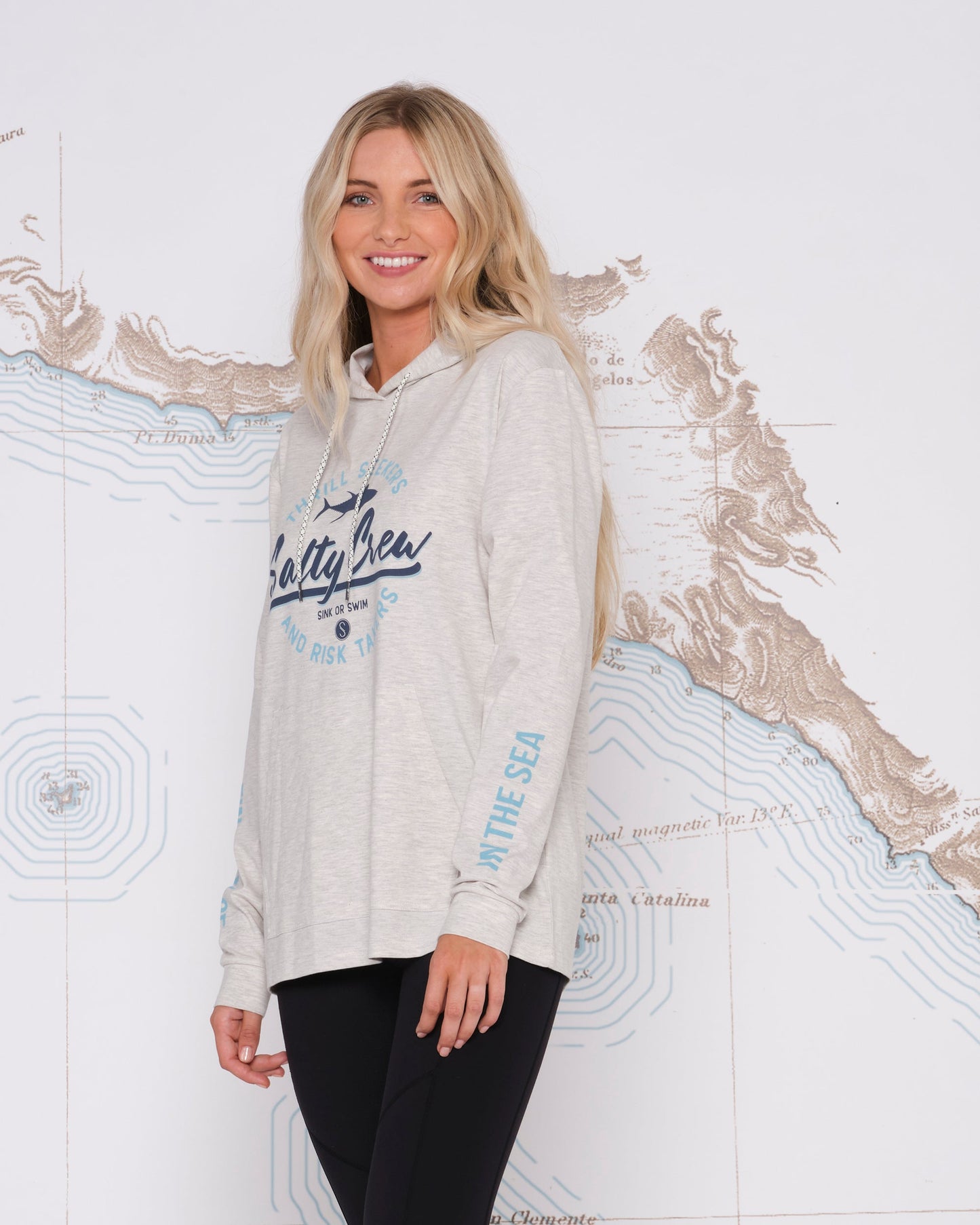SCRIPTED MID WEIGHT HOODY - Vintage White