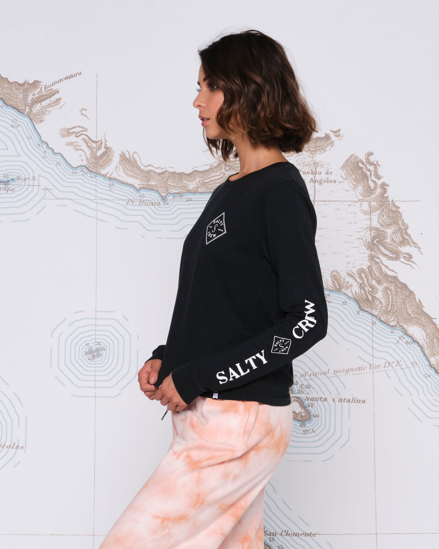 TIPPET LONG SLEEVE SKIMMER TEE - Vintage Black