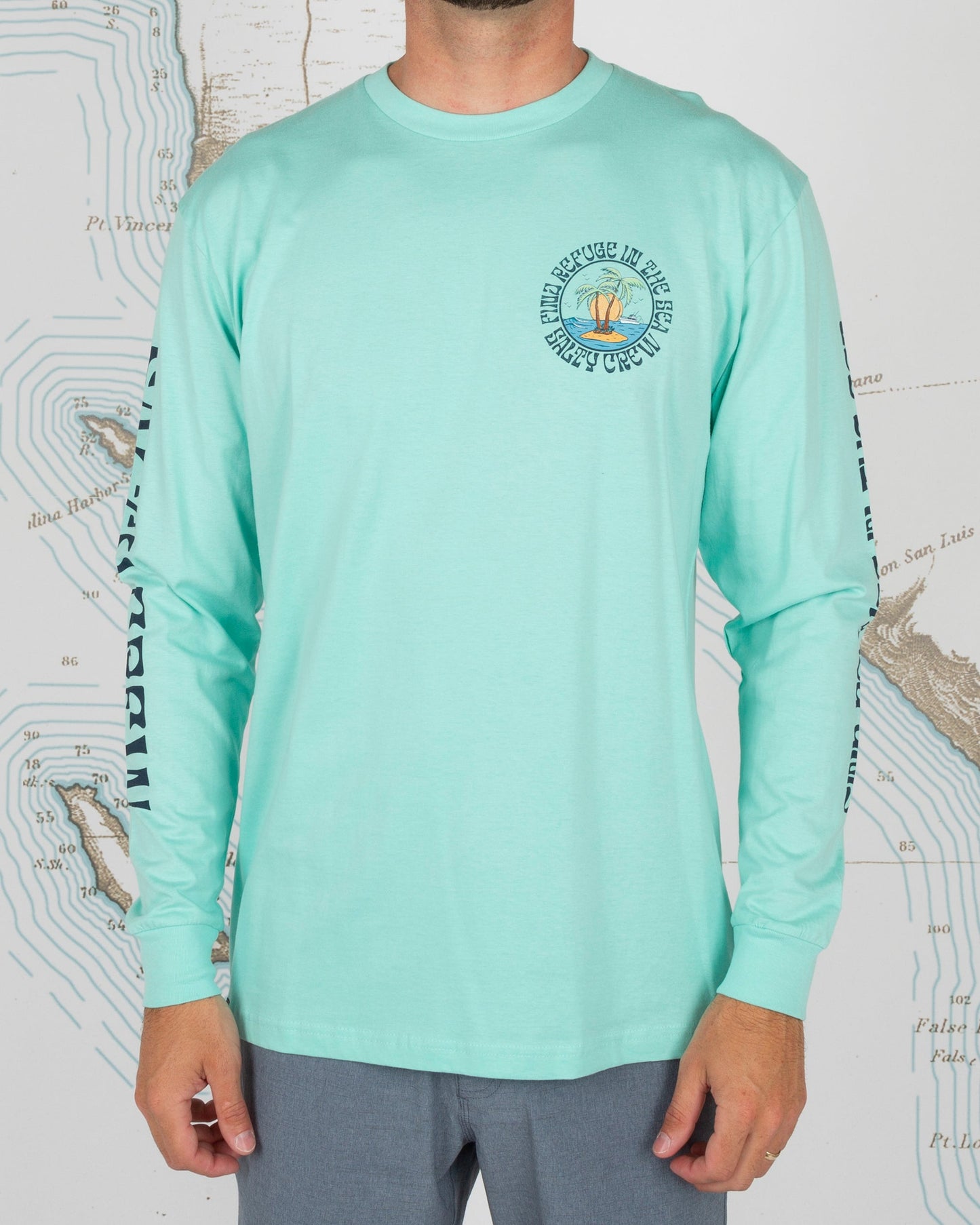 DOS PALMS PREMIUM L/S TEE - Sea Foam - Salty Crew Australia
