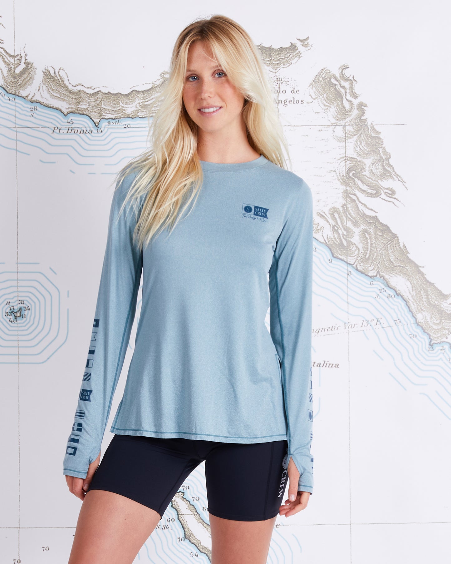 THRILL SEEKERS CREW SUNSHIRT - Dusty Turq