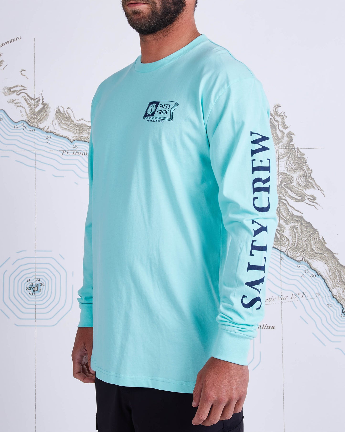 3D ALPHA PREMIUM L/S TEE - Sea Foam - Salty Crew Australia