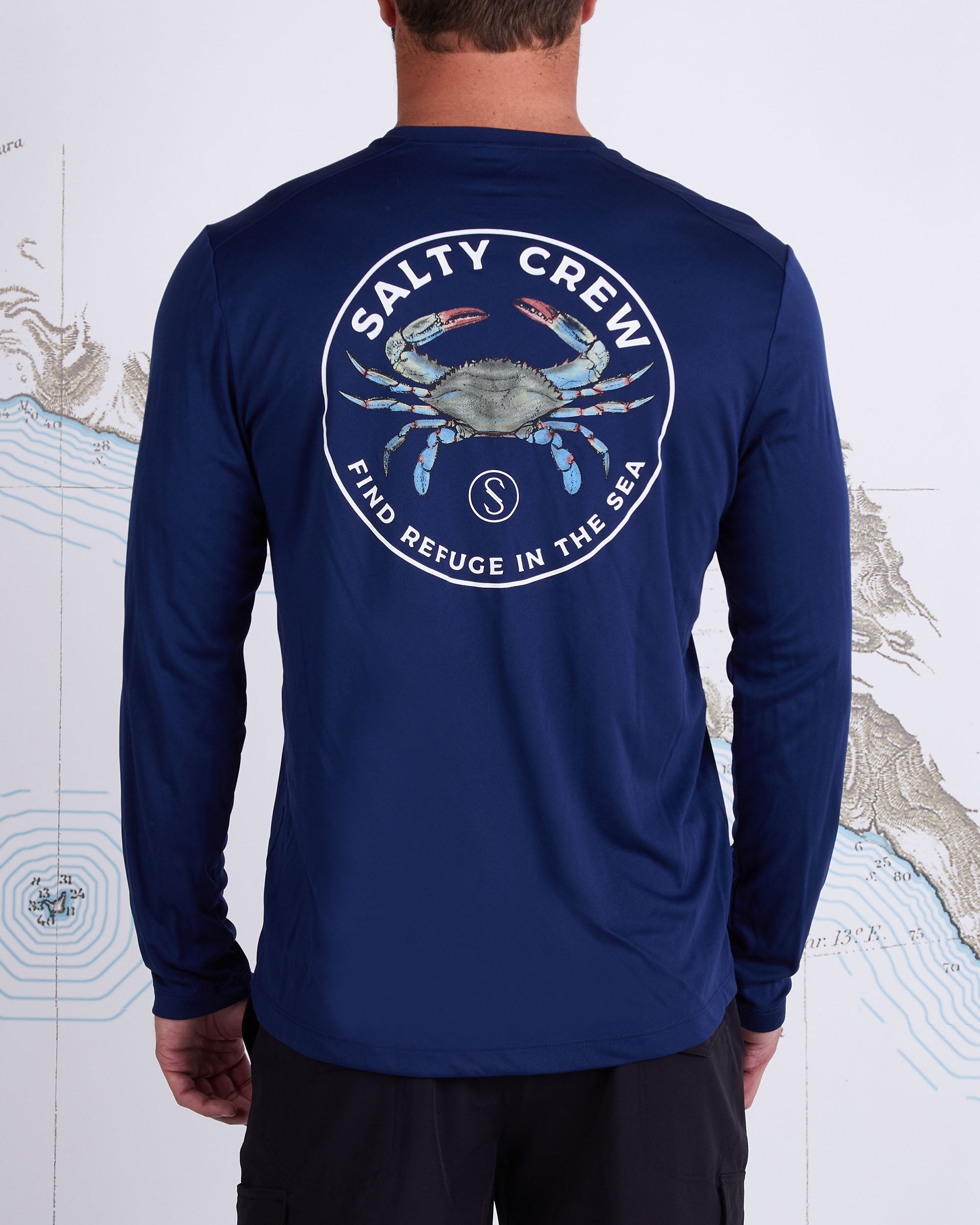 BLUE CRABBER L/S SUNSHIRT - Navy | Salty Crew Australia