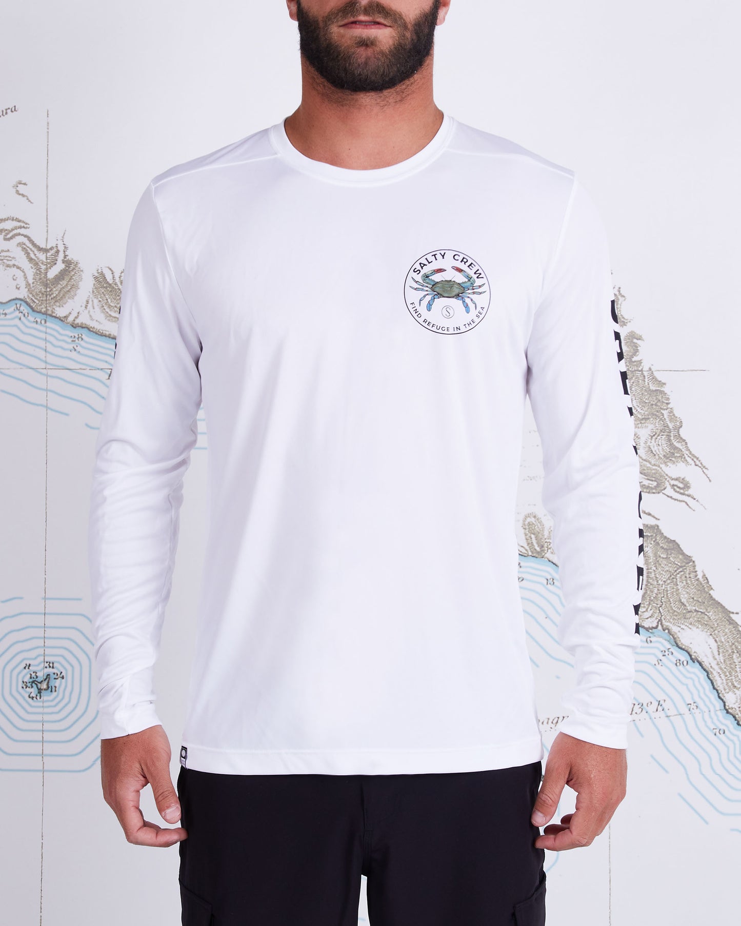 BLUE CRABBER L/S SUNSHIRT - White