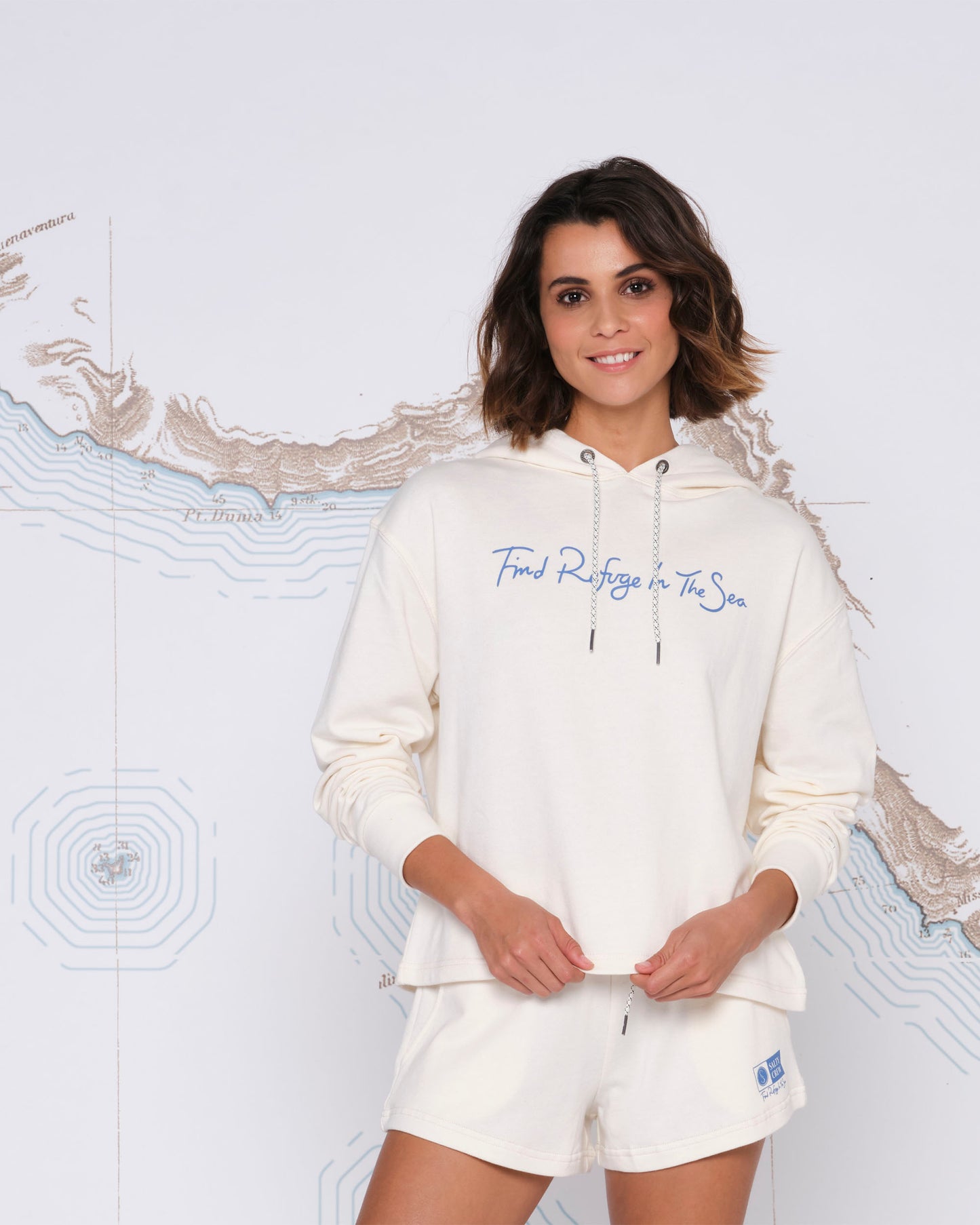 SAND SET CROP HOODY - Bone