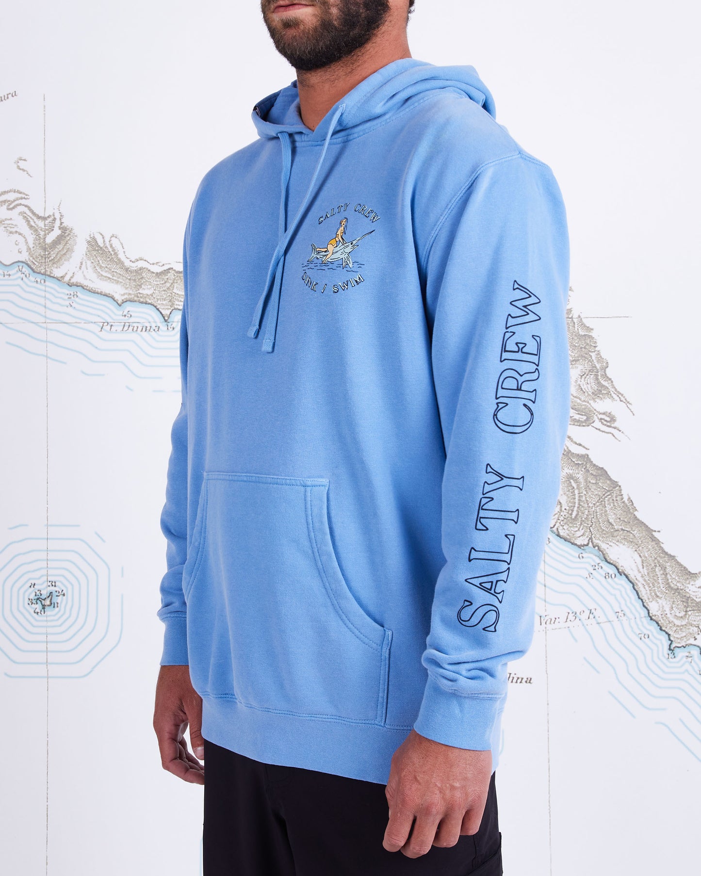 SIREN OVERDYED FLEECE - Slate Blue - Salty Crew Australia