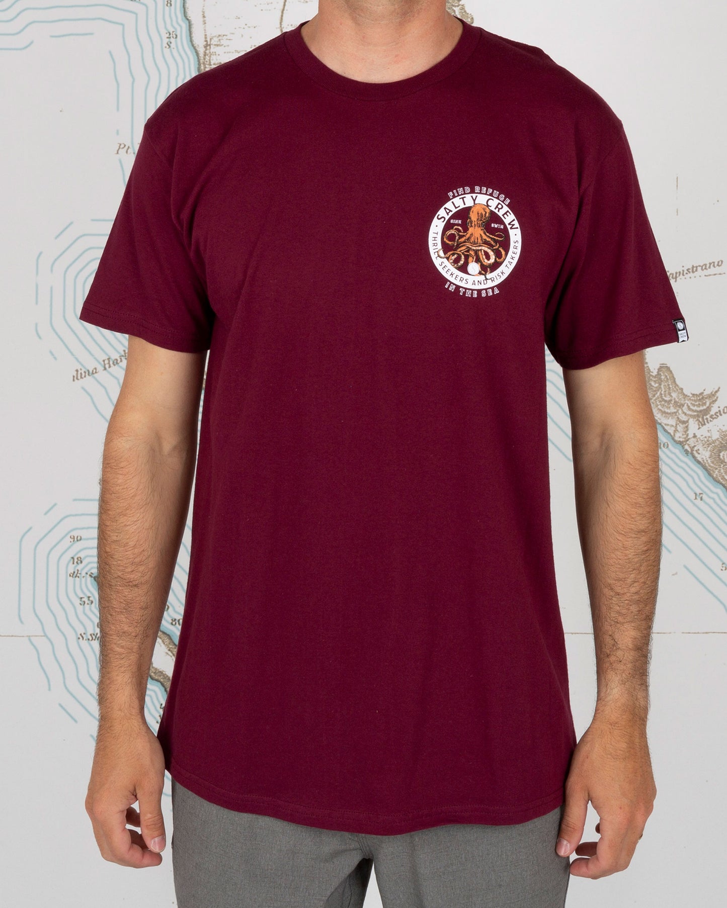 Deep Reach S/S Tee - Burgundy - Salty Crew Australia