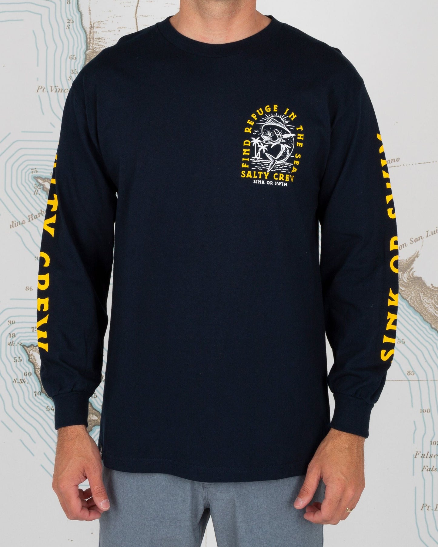 DANCIN DODO PREMIUM L/S TEE - Navy - Salty Crew Australia