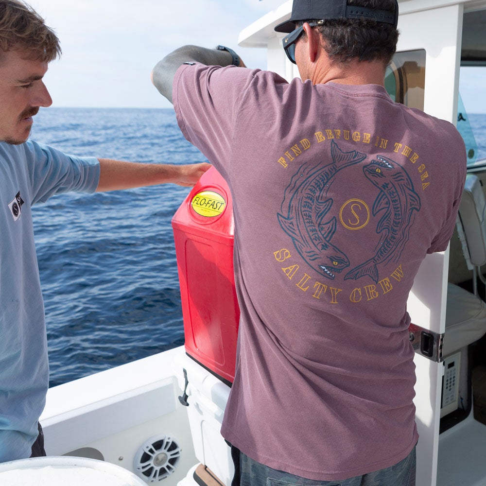 FIN AND YANG PREMIUM S/S TEE - BURGUNDY - Salty Crew Australia