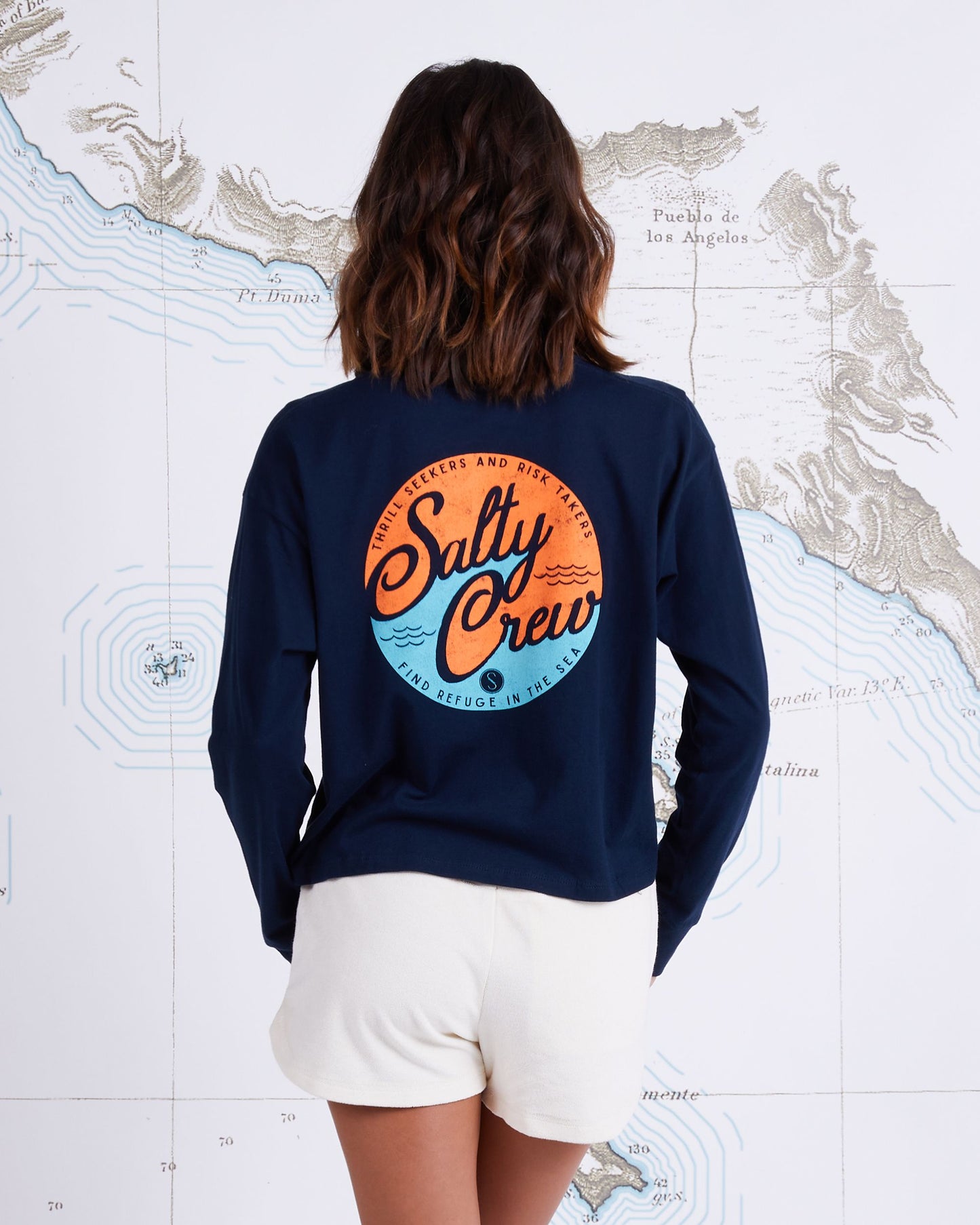 CLUB SALTY LS CROP - Navy - Salty Crew Australia