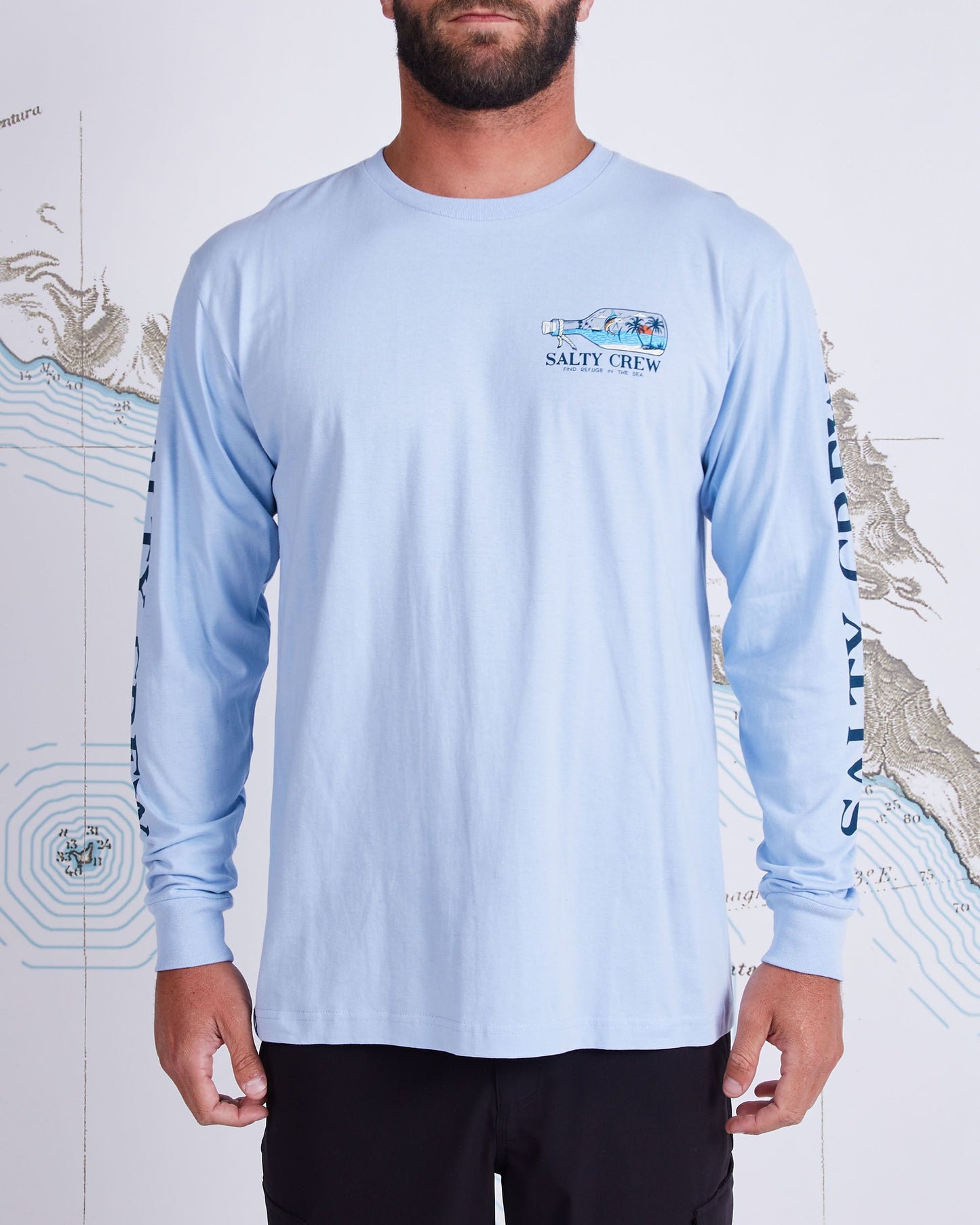 MESSAGE PREMIUM L/S TEE - Light Blue
