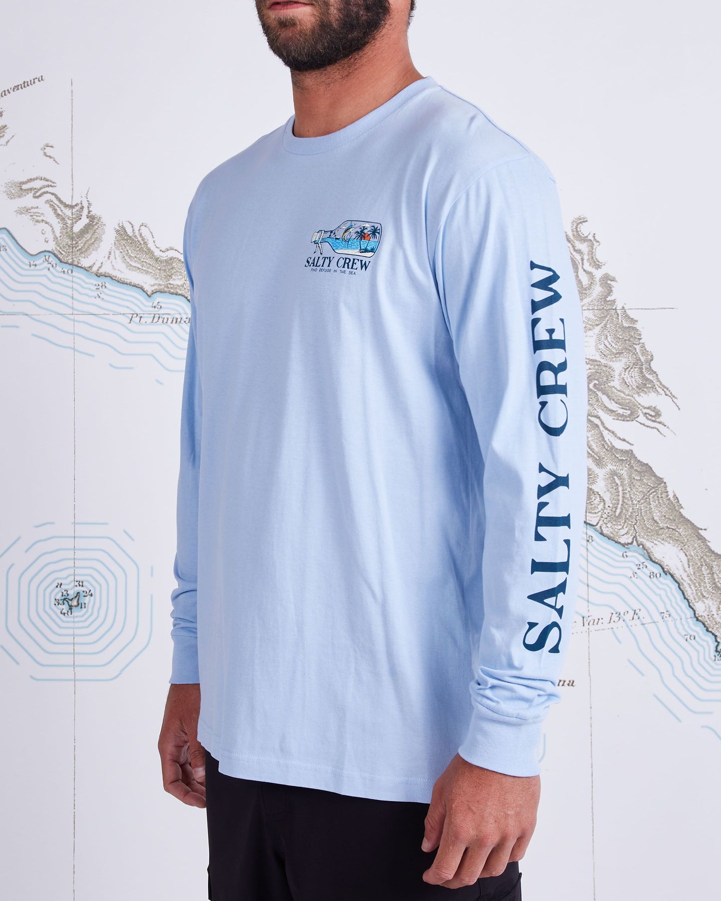 MESSAGE PREMIUM L/S TEE - Light Blue