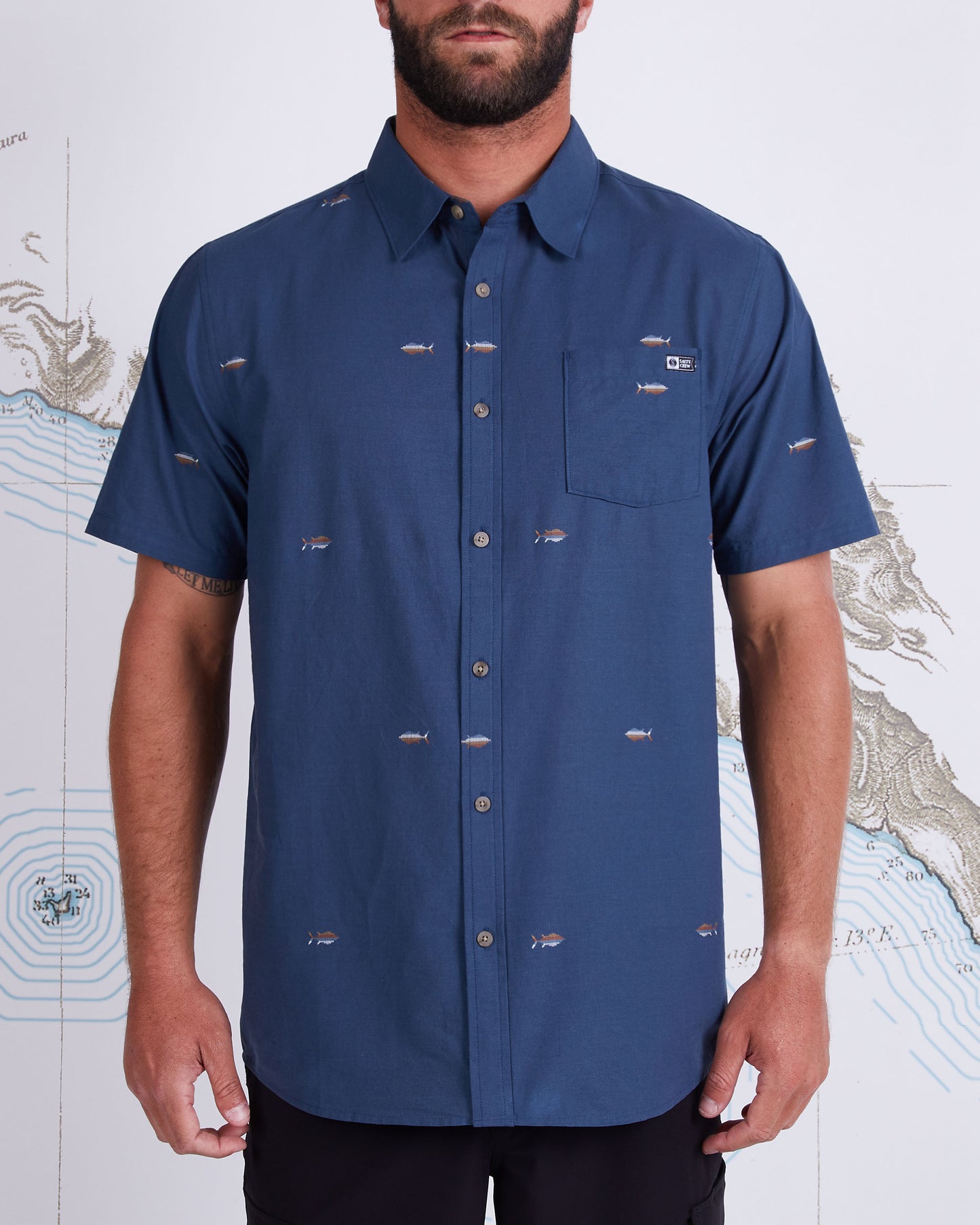 TIGHT LINES S/S WOVEN - Dark Slate