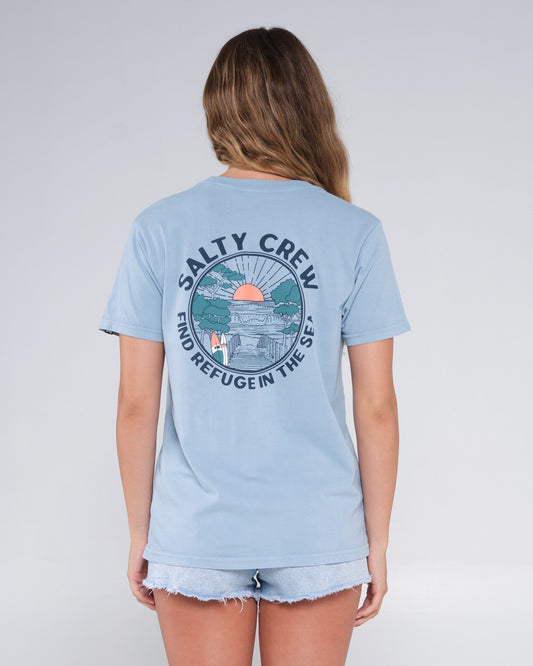 BEACH BREAK BOYFRIEND TEE - Tidal Blue