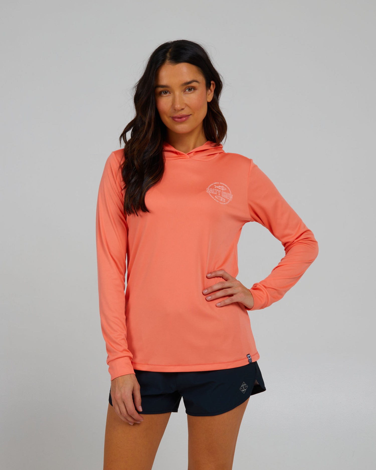 OUTLINED HOODED SUN SHIRT Sunrise Coral Salty Crew AU