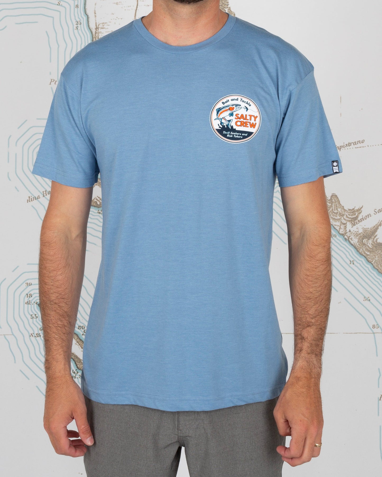 FLY GUY PREMIUM S/S TEE - LIGHT BLUE Heather - Salty Crew Australia