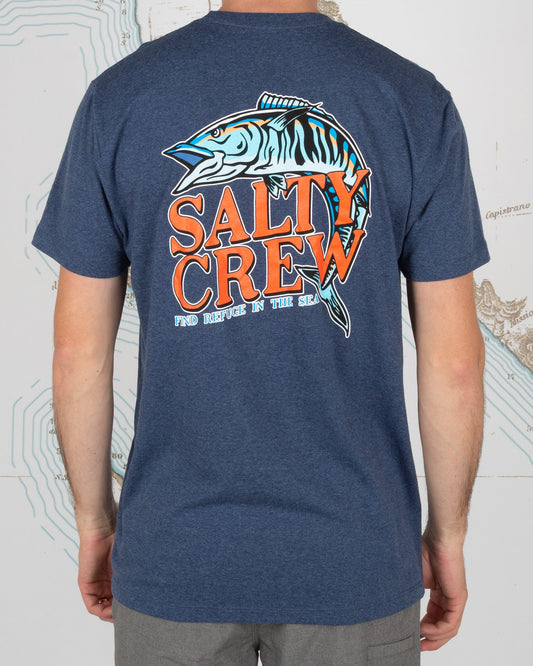 OH NO STANDARD S/S TEE - Navy/Heather - Salty Crew Australia