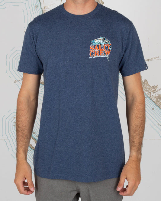 OH NO STANDARD S/S TEE - Navy/Heather - Salty Crew Australia