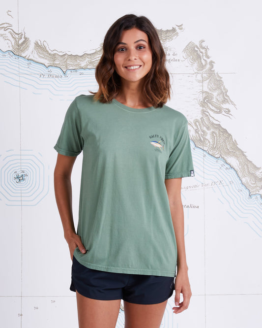 AHI MOUNT BOYFRIEND TEE - Sage green