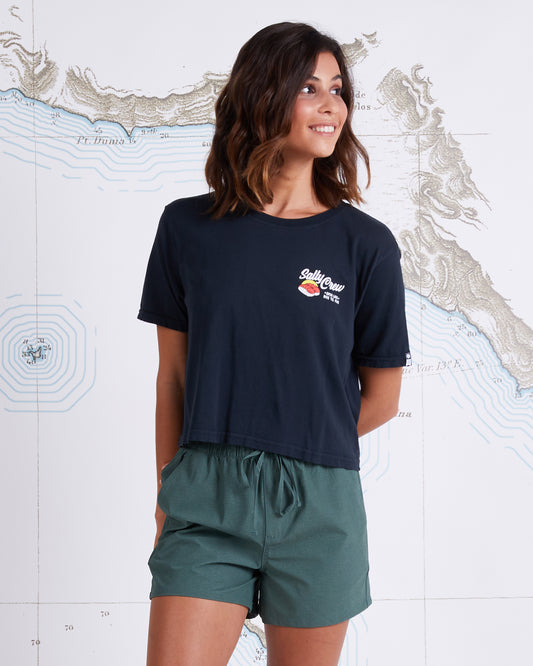 TORO CROP BOYFRIEND TEE - Faded Black - Salty Crew Australia