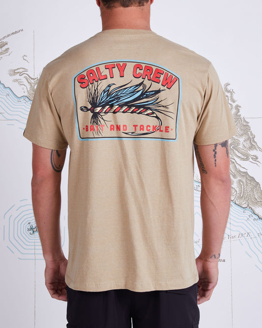 FLY DROP STANDARD S/S TEE - Khaki Heather - Salty Crew Australia