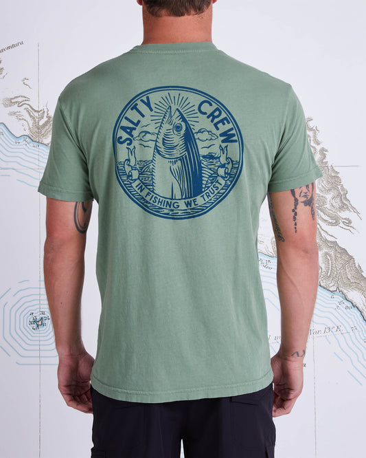IN FISHING WE TRUST PREMIUM SS - Sage - Salty Crew Australia