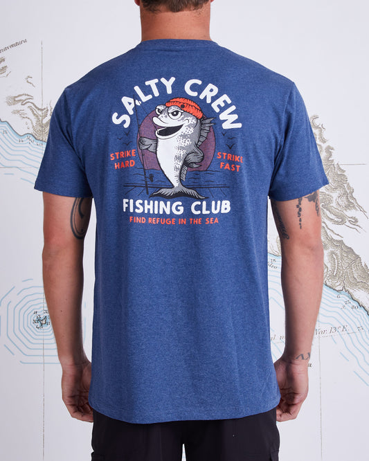 FISHING CLUB STANDARD S/S TEE - Navy Heather - Salty Crew Australia