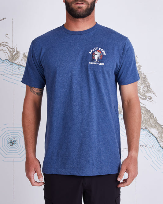 FISHING CLUB STANDARD S/S TEE - Navy Heather - Salty Crew Australia