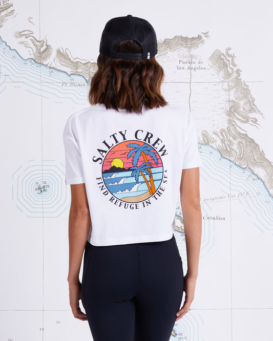PARADISE CROP TEE - White
