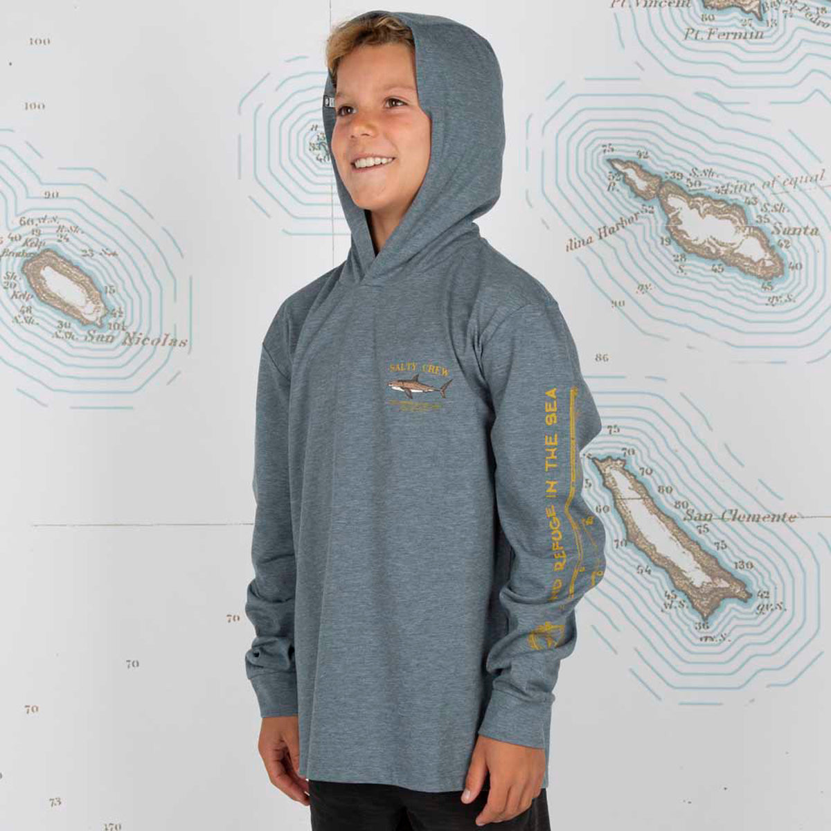 BRUCE BOYS HOOD TECH TEE Blue Salty Crew Australia