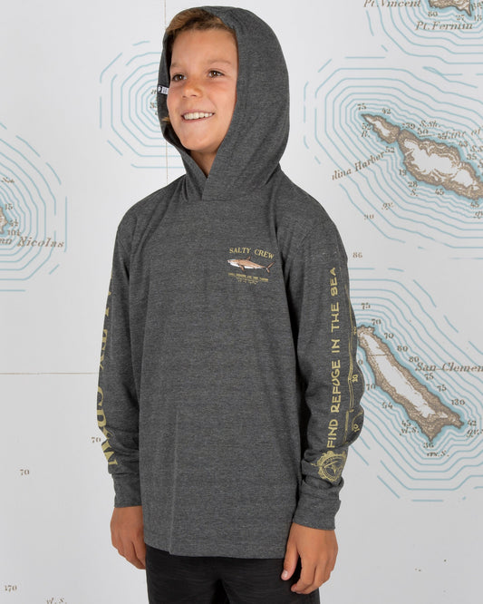 BRUCE BOYS HOOD TECH TEE - Charcoal - Salty Crew Australia