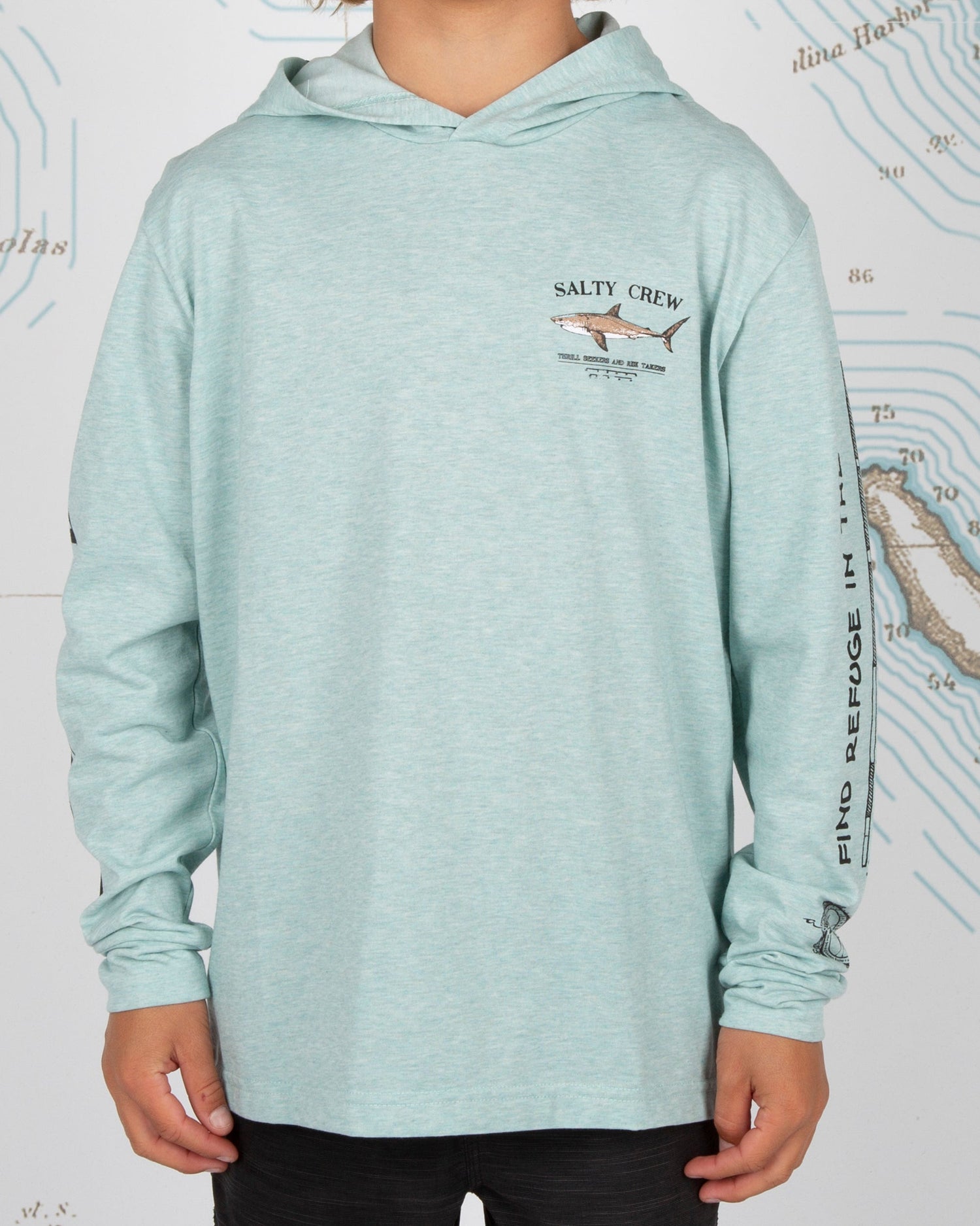 BRUCE BOYS HOOD TECH TEE - Sage - Salty Crew Australia