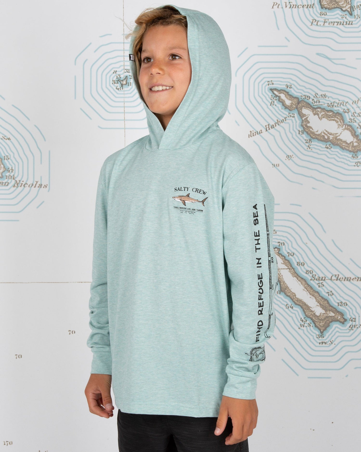 BRUCE BOYS HOOD TECH TEE - Sage - Salty Crew Australia