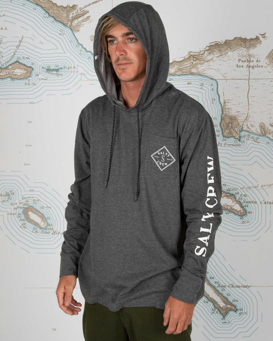 TIPPET POCKET HOOD TECH TEE - Black - Salty Crew Australia
