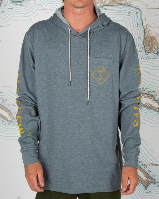 TIPPET POCKET HOOD TECH TEE - Blue