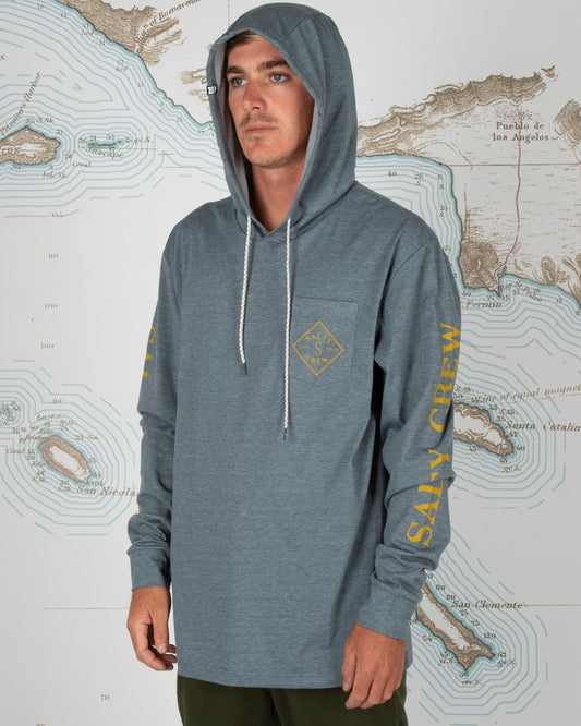 TIPPET POCKET HOOD TECH TEE - Blue