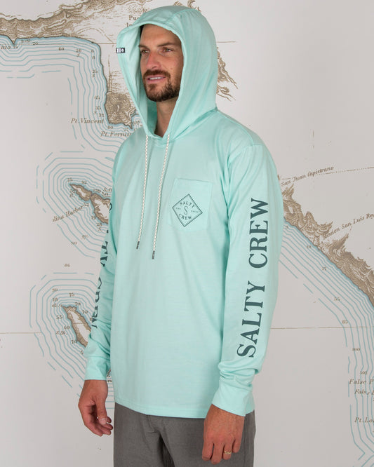 TIPPET POCKET HOOD TECH TEE - Sea Foam - Salty Crew Australia