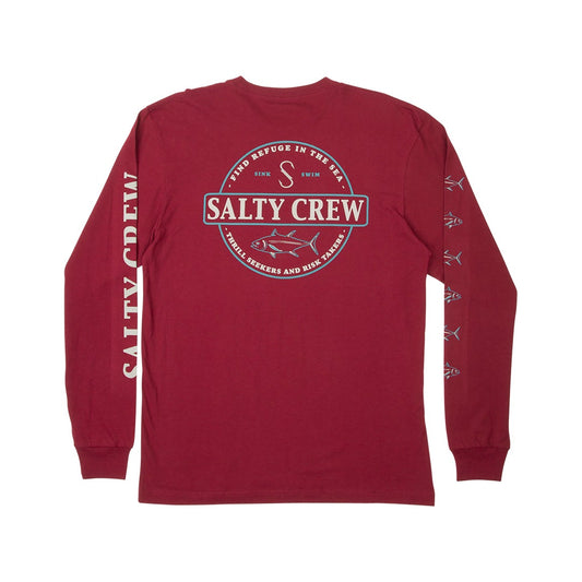 DEEP SEA PREMIUM L/S TEE - BURGUNDY - Salty Crew Australia