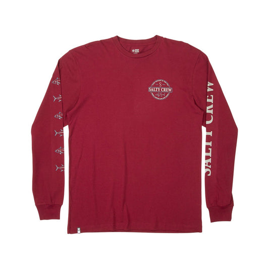 DEEP SEA PREMIUM L/S TEE - BURGUNDY - Salty Crew Australia