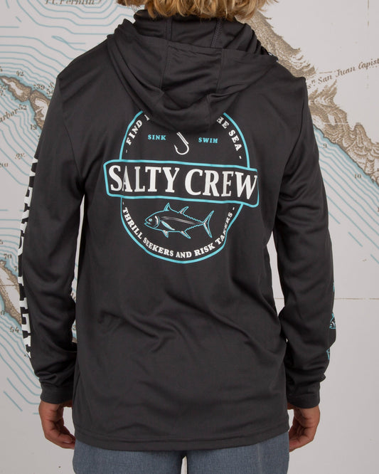 DEEP SEA BOYS TECH HOOD - CHARCOAL - Salty Crew Australia