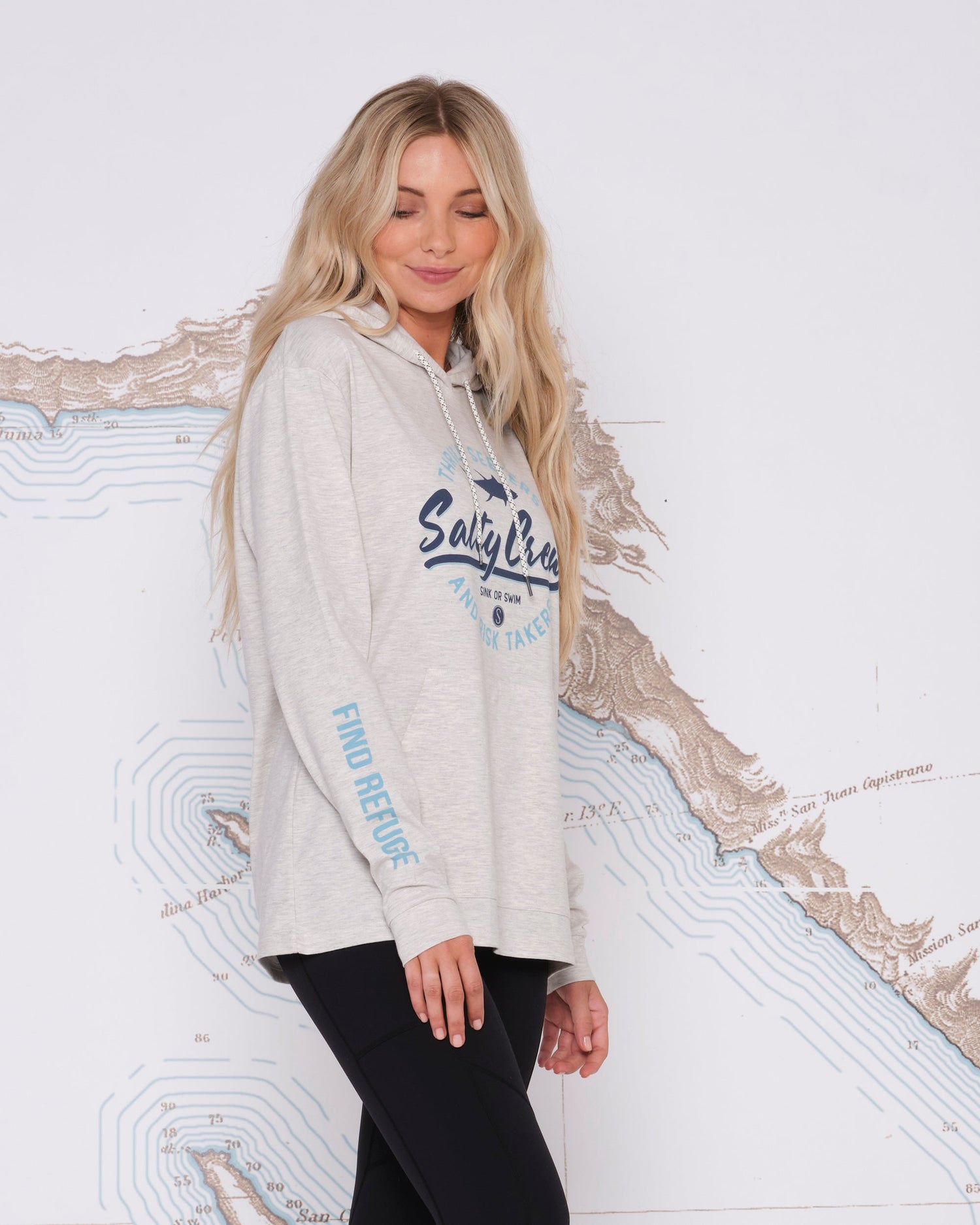 SCRIPTED MID WEIGHT HOODY - Vintage White