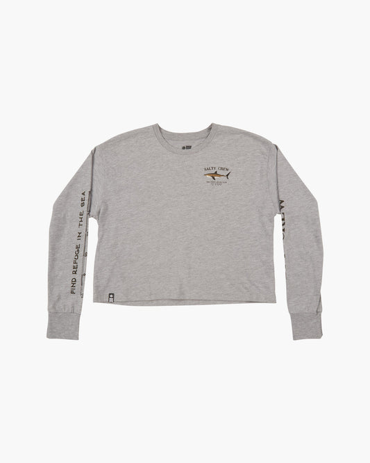 BRUCE LONG SLEEVE CROP - Athletic Heather