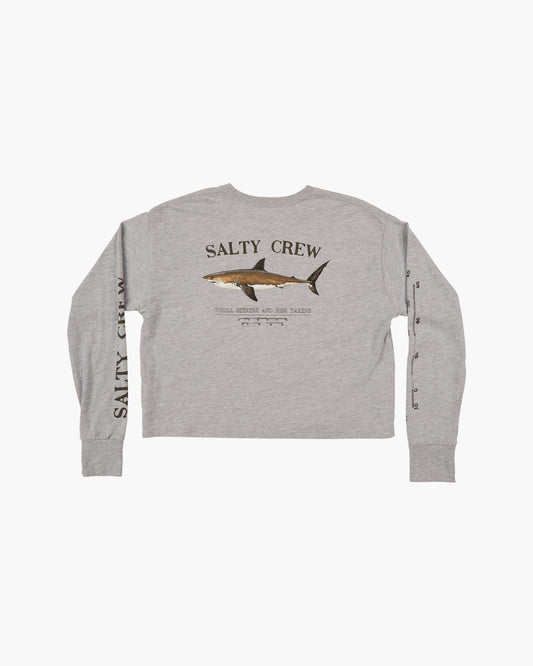 BRUCE LONG SLEEVE CROP - Athletic Heather